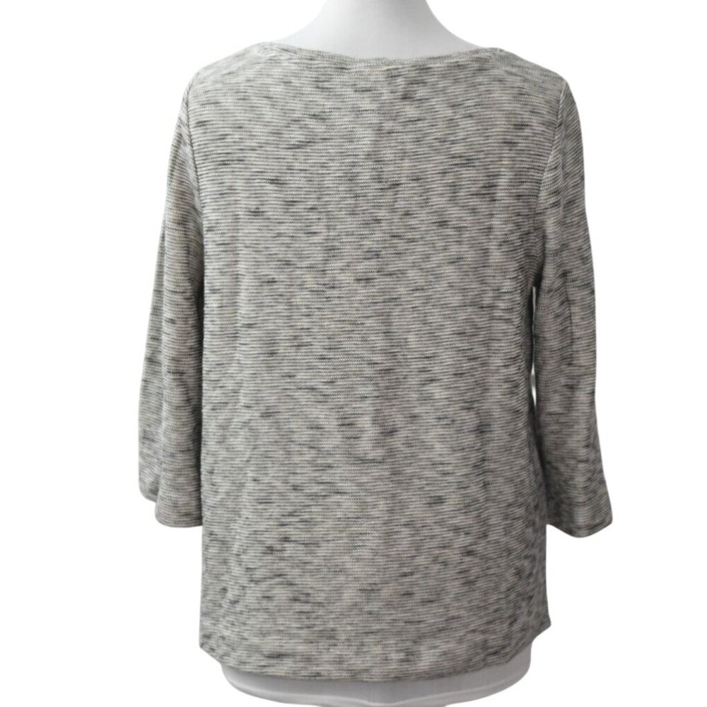J Jill Womens Pure Jill Tunic Top Size L Gray Cream Marled 3/4 Sleeve Cotton - Picture 2 of 5